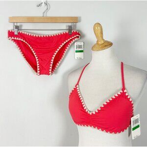 NEW Lucky Brand 2 Piece Bikini Swim Suit Orange Size Large Women's